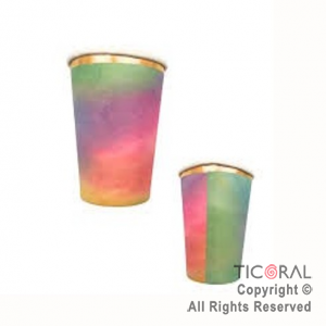 VASO MULTICOLOR PASTEL CON STAMPING X 10 UNIDADES x 1